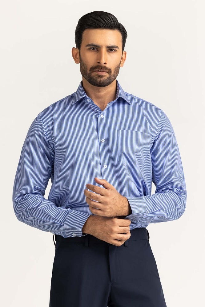 Blue White Stripe Formal Shirt MN-FS-YD24-043