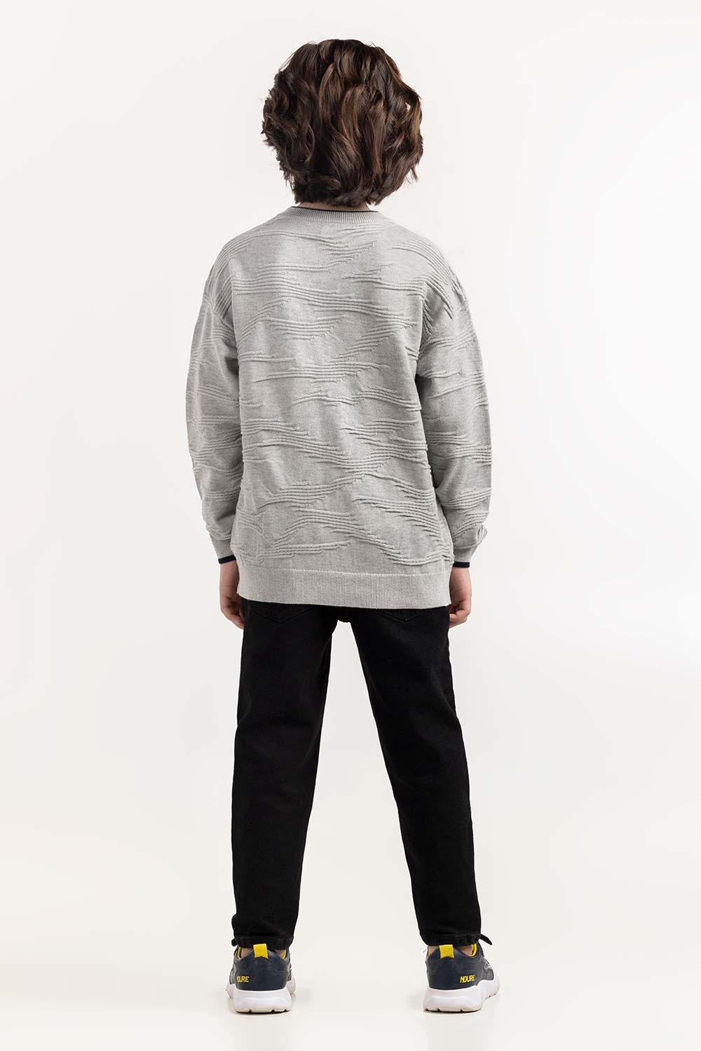 Junior Boy Grey Knit Sweater 224-311-017
