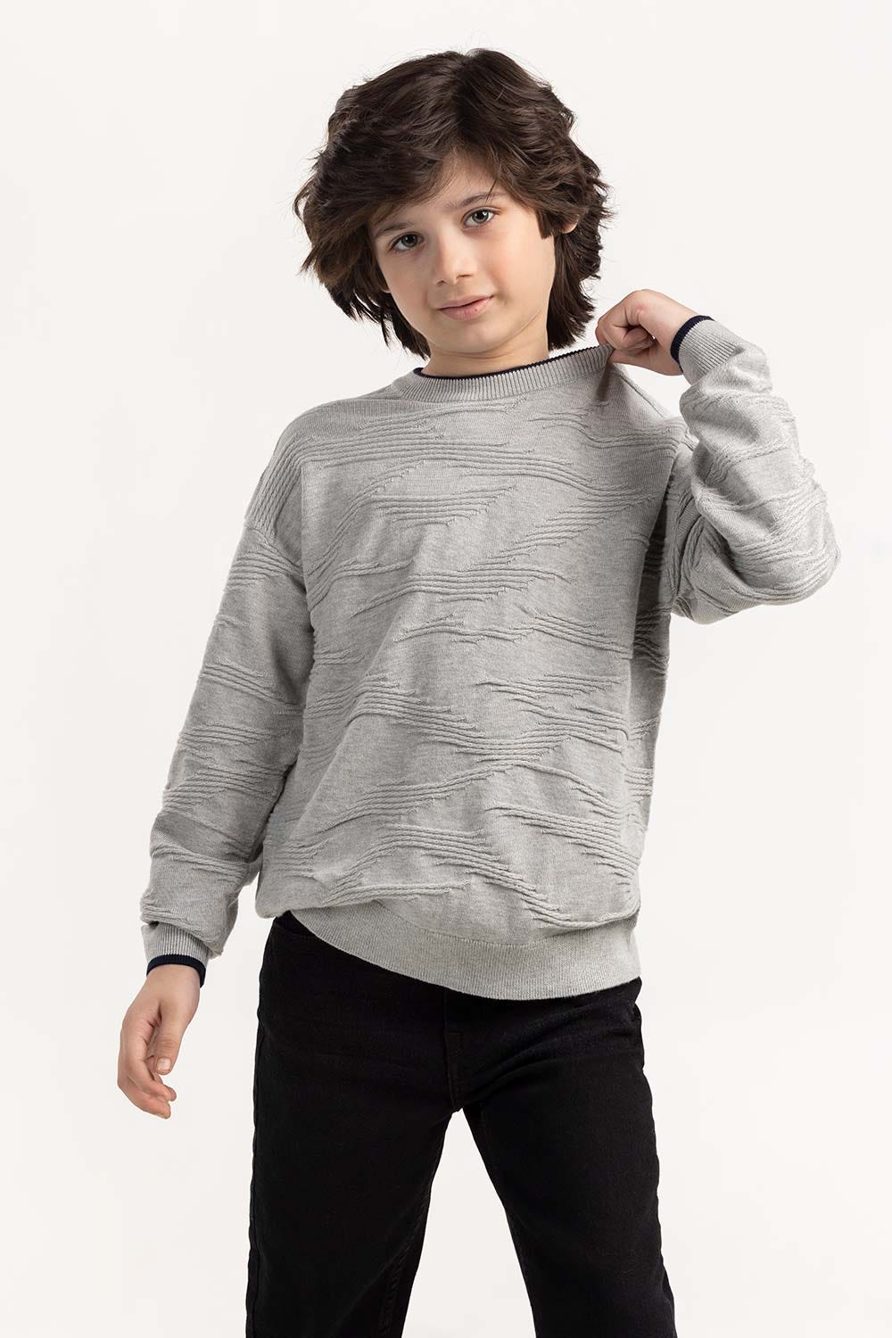 Junior Boy Grey Knit Sweater 224-311-017