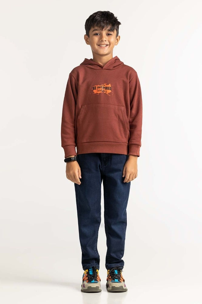 Brown Printed Sweatshirt 224-312-016