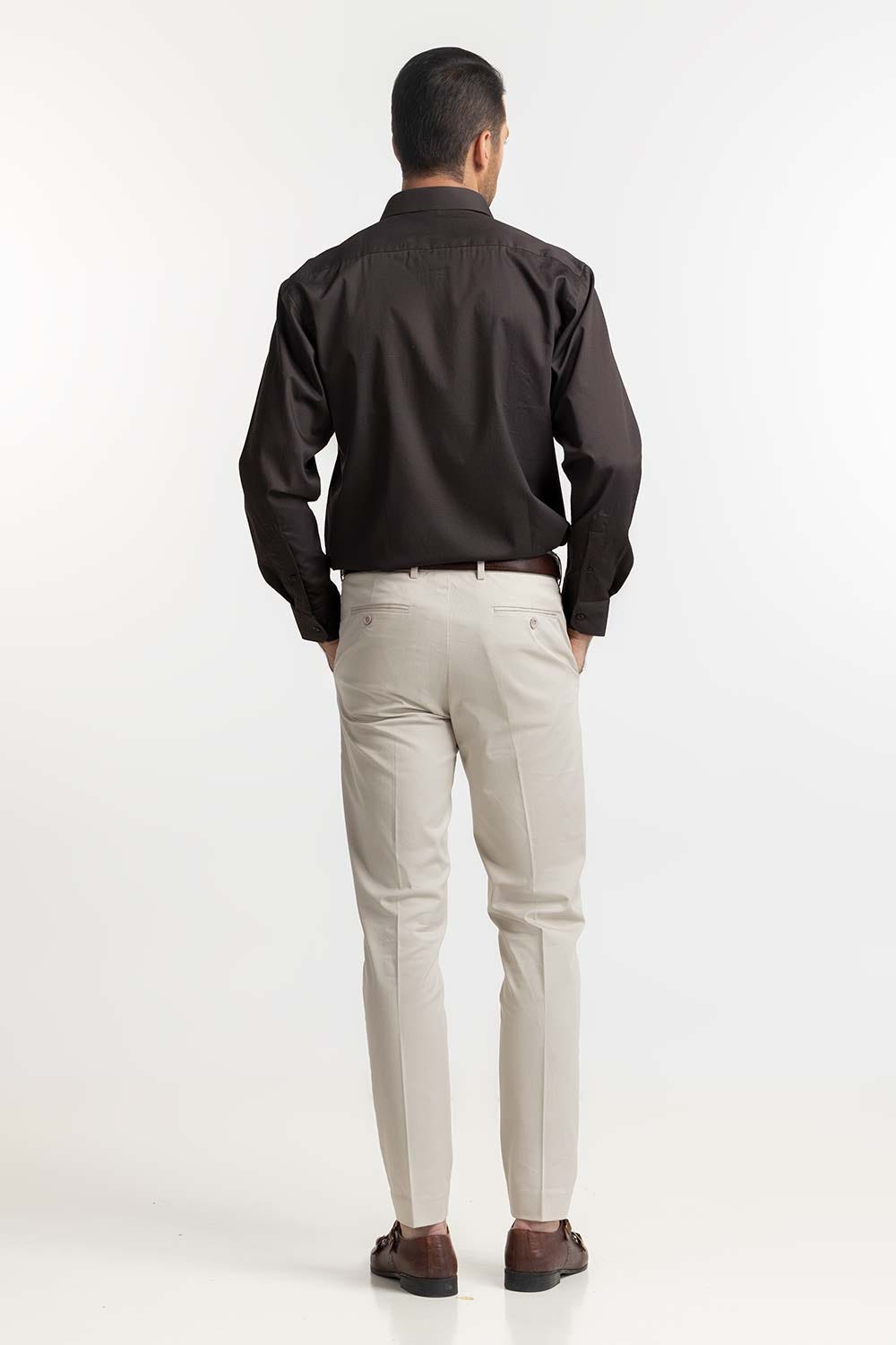 Brown Self Textured Formal Shirt MN-FS-PD24-076