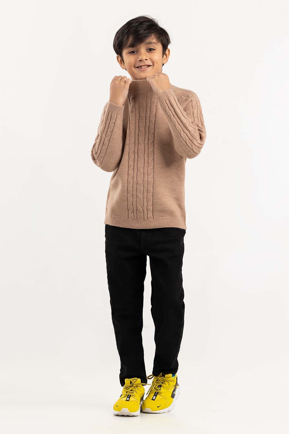 Toddler Boy Brown Sweater With Round Neck 224-511-031