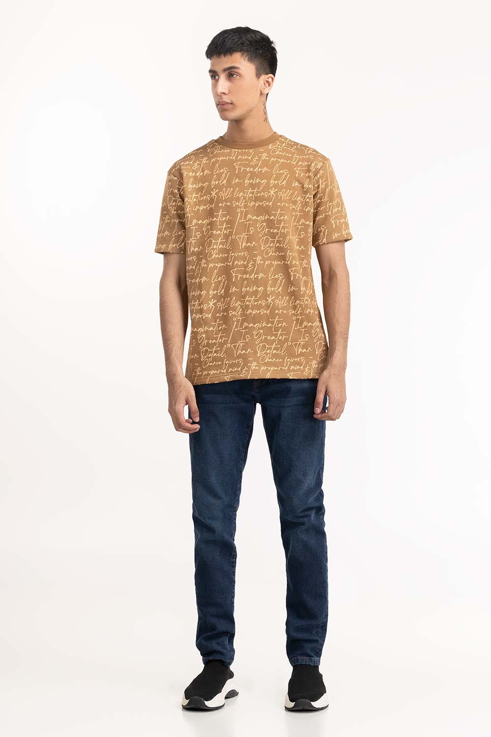 Brown Typo T-Shirt 224-113-036