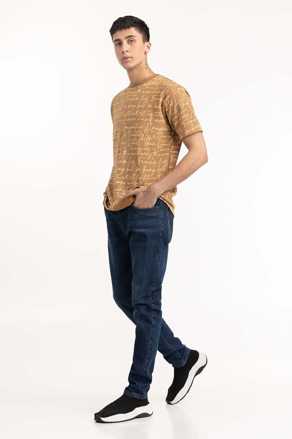 Brown Typo T-Shirt 224-113-036