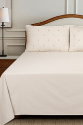 Butter Cream T-400 Embroidered Bed Sheet Set