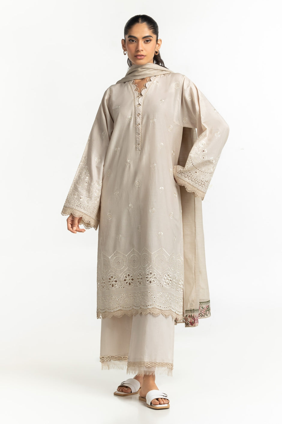 Cambric Embroidered Shirt And Trouser