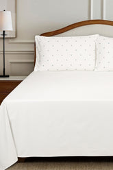Cloud White T-400 Embroidered Bed Sheet Set