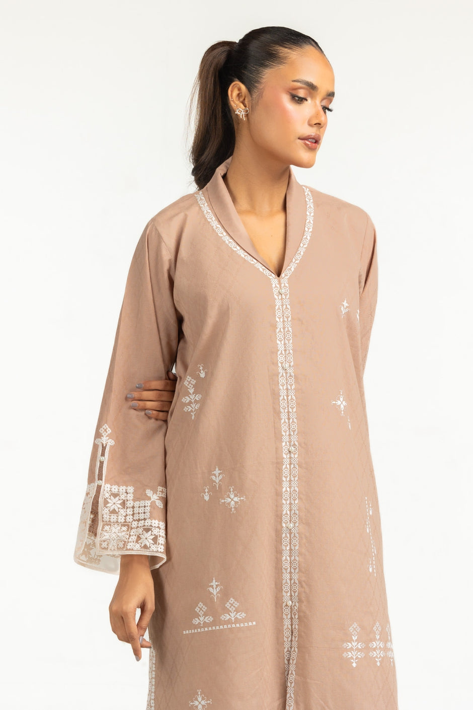 Cotton Jacquard Embroidered Co-Ord Set