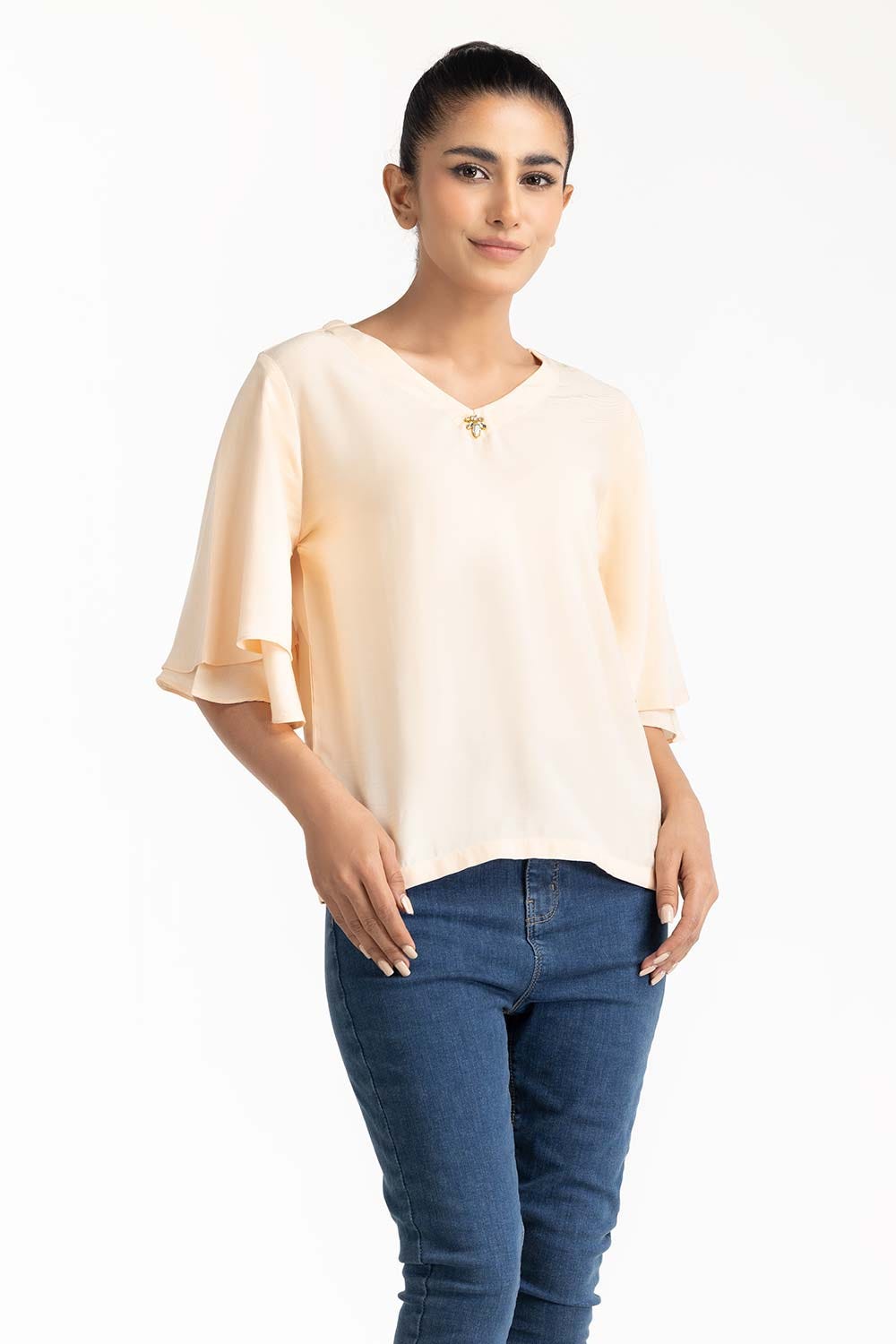 Cream Blended Casual Shirt 231-217-048