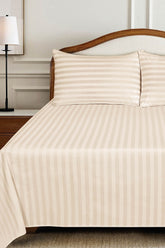 Cream Stripe Satin T-250 Bedsheet Set