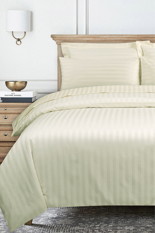 Cream Stripe Satin T-250 Quilt Cover Set 24