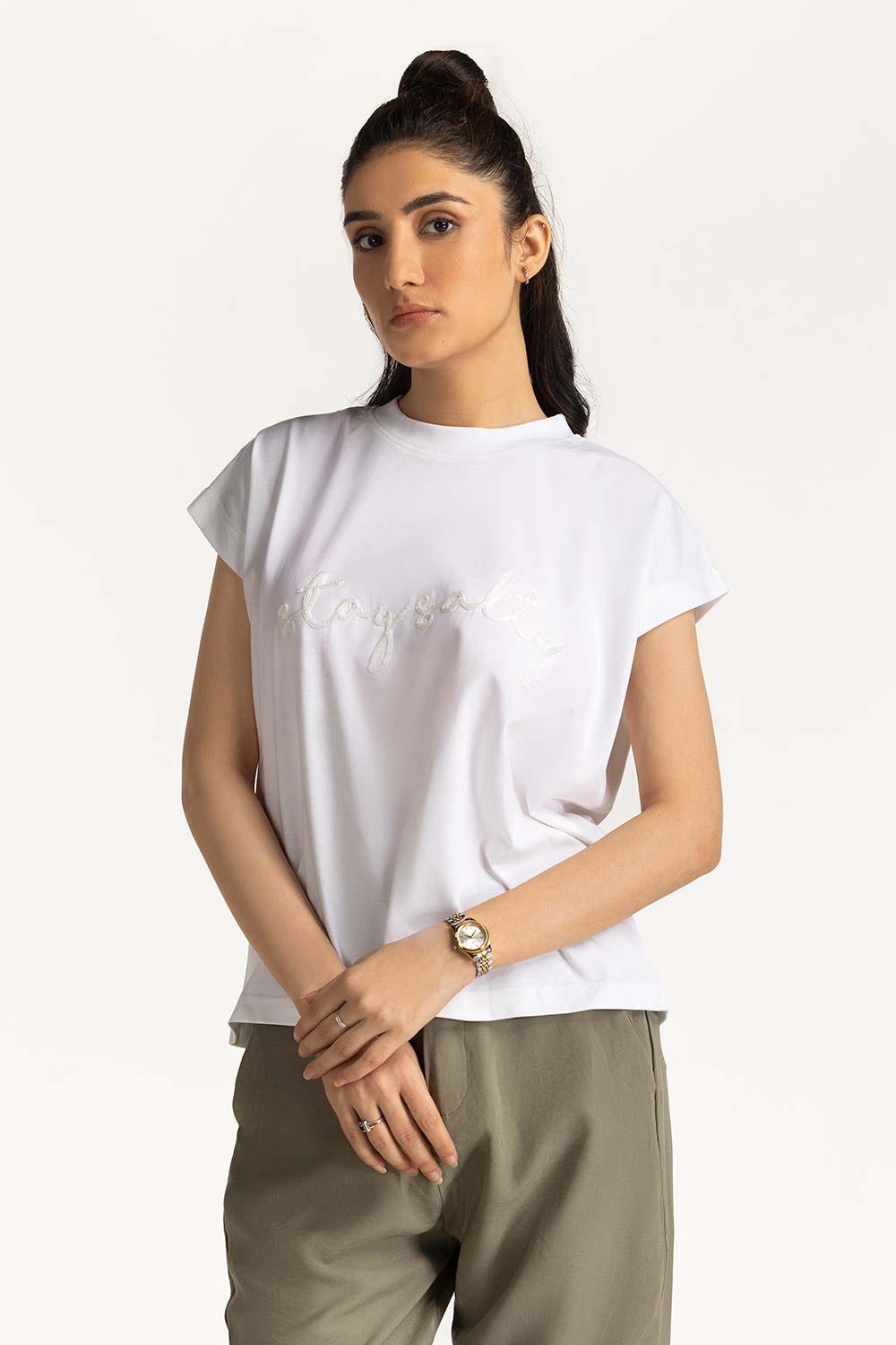 Crew Neck Embroidered Tee WM-KTP-SS24-038