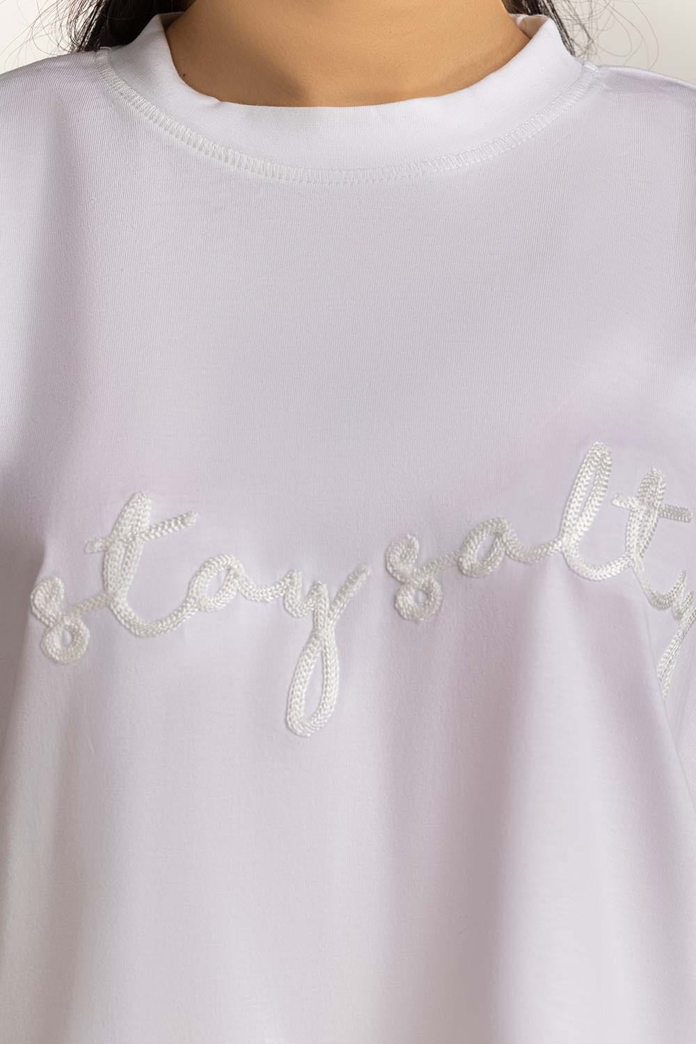 Crew Neck Embroidered Tee WM-KTP-SS24-038