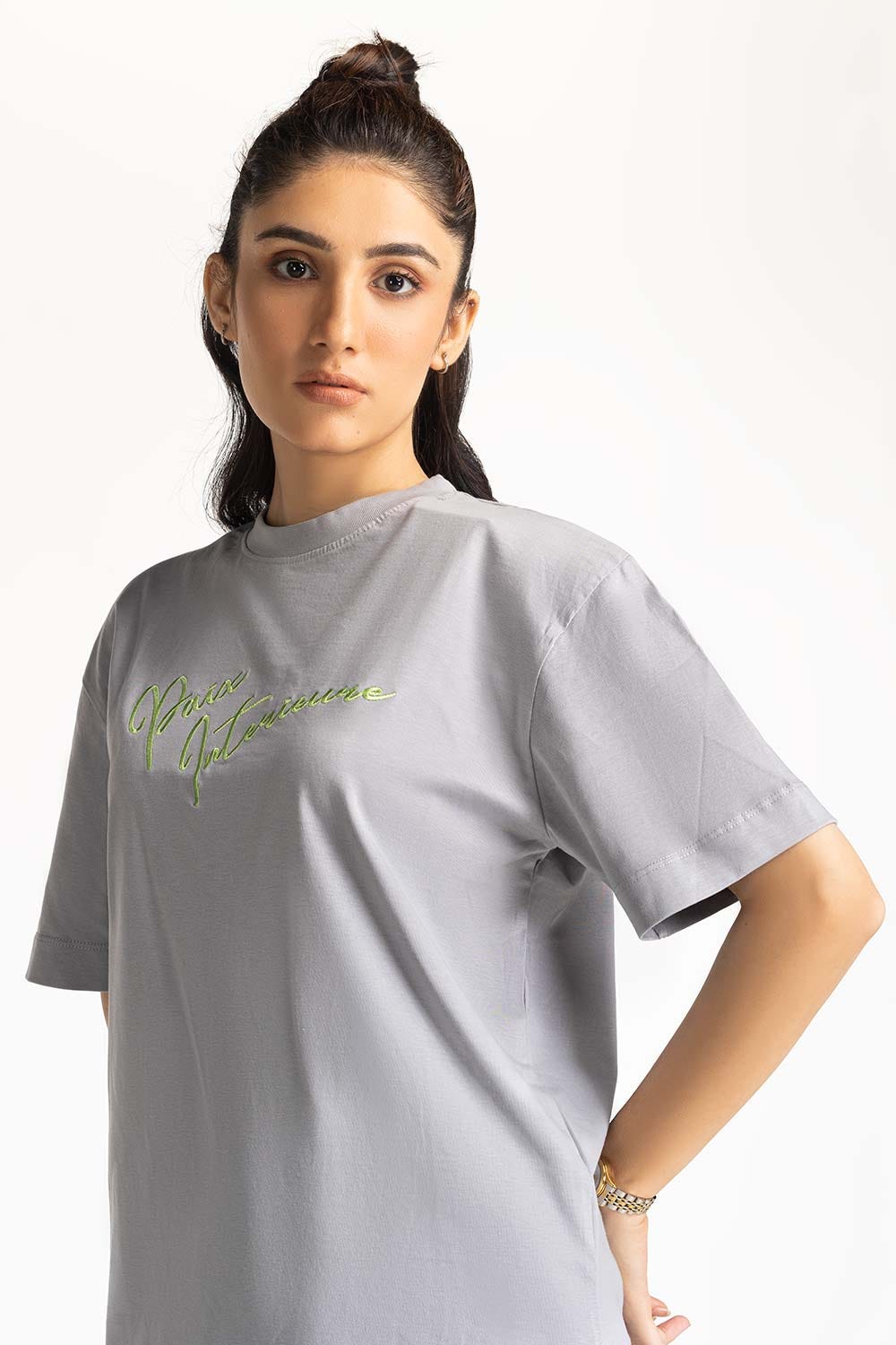 Crew Neck Tee With Embroidery On Front WM-KTP-SS24-027