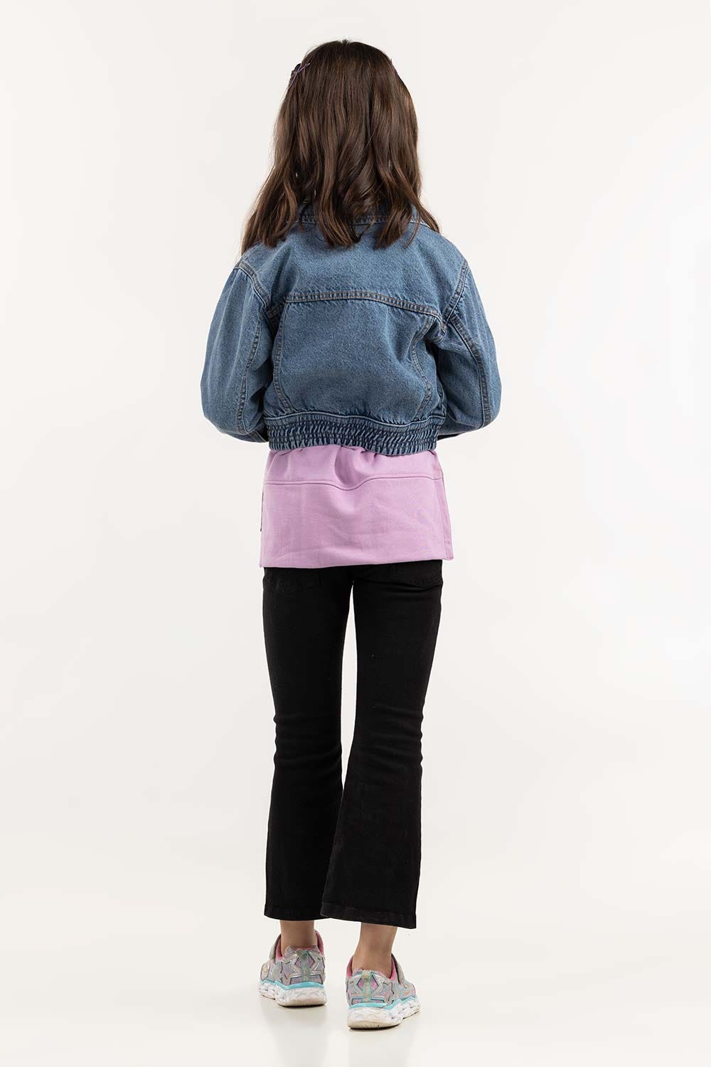 Junior Girl Cropped Denim Jacket 224-410-052 A