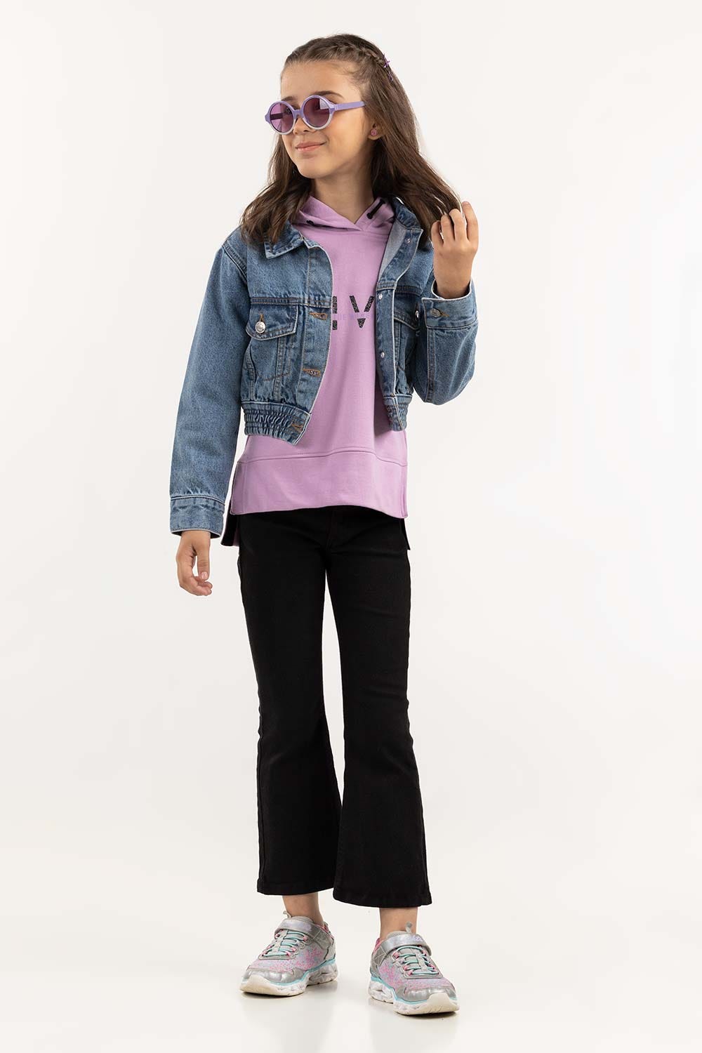 Junior Girl Cropped Denim Jacket 224-410-052 A