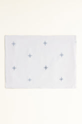 Blue Cross Stitch Embroidered Placemat Pair