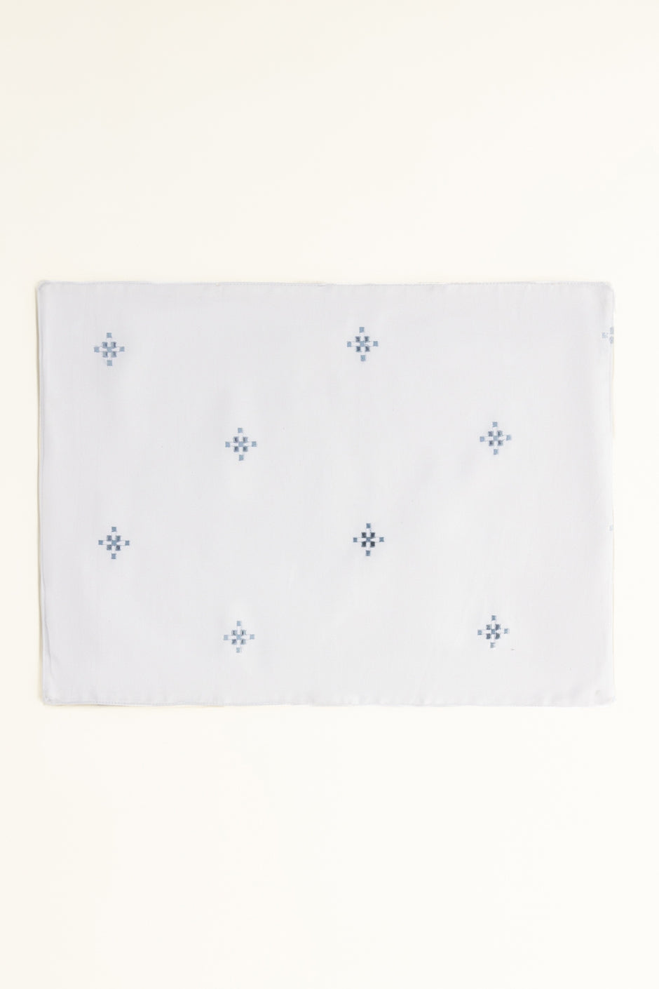 Blue Cross Stitch Embroidered Placemat Pair