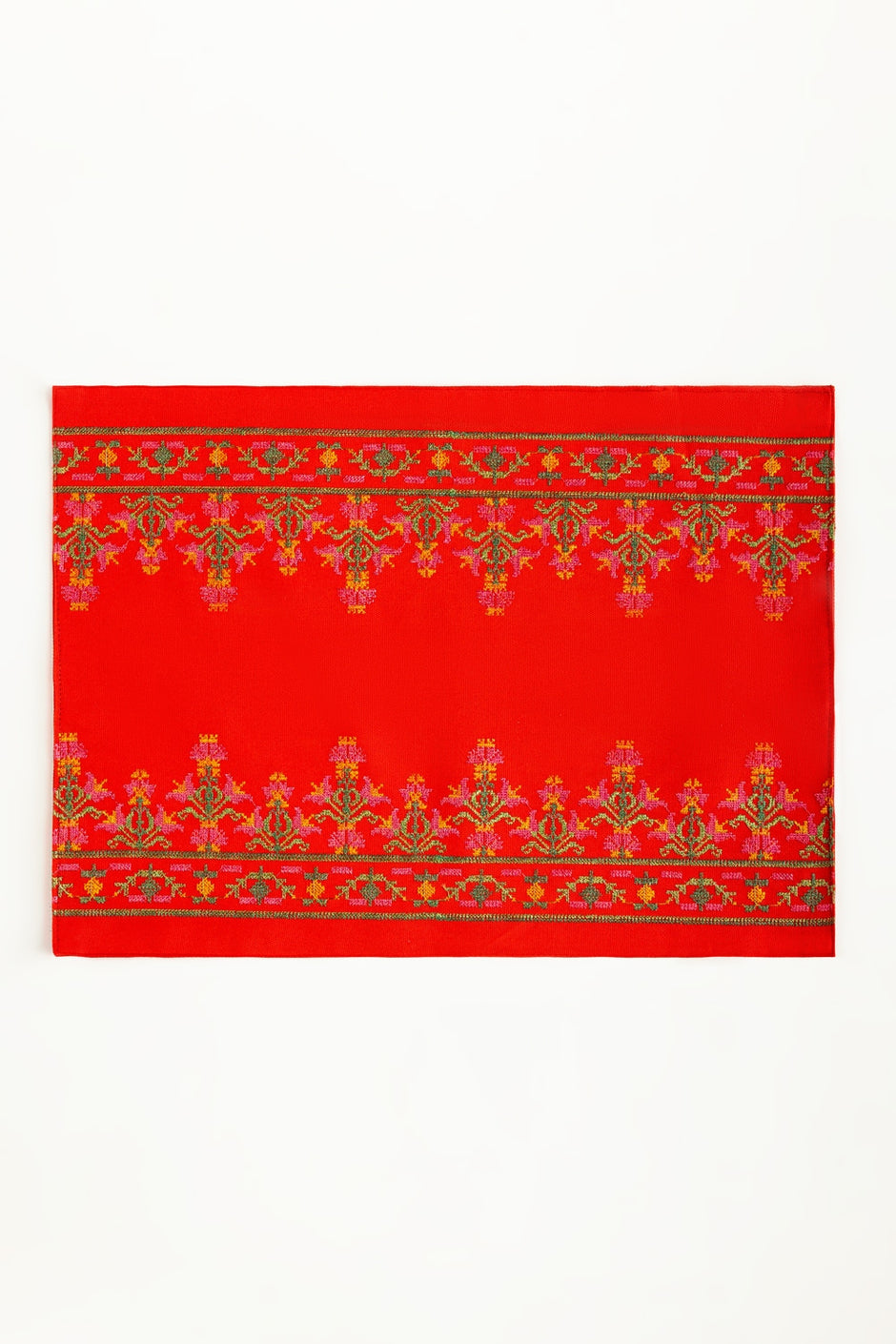 Cross Stitch Red Placemat Pair