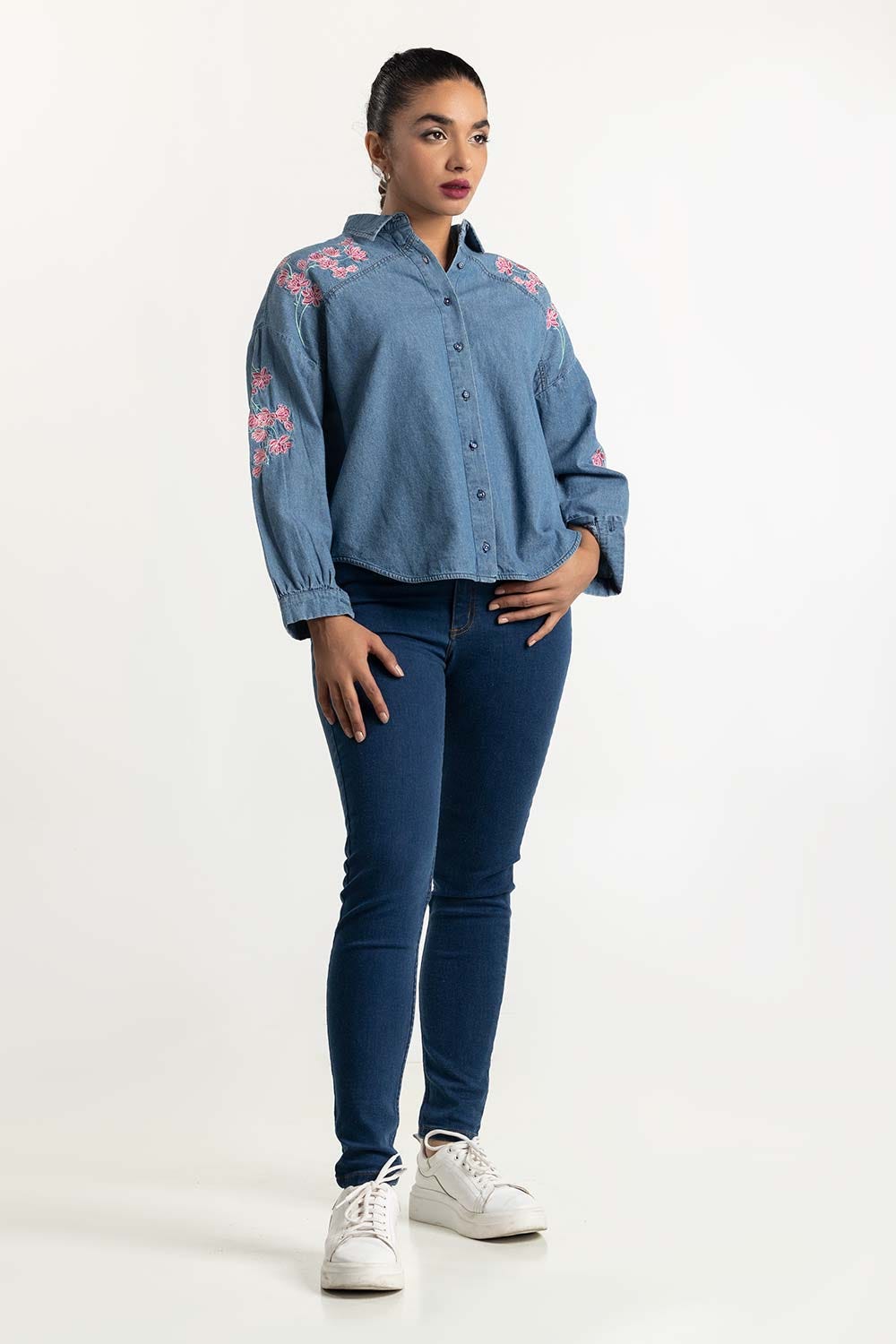 Dark Blue Denim Skinny Jeans 224-221-007