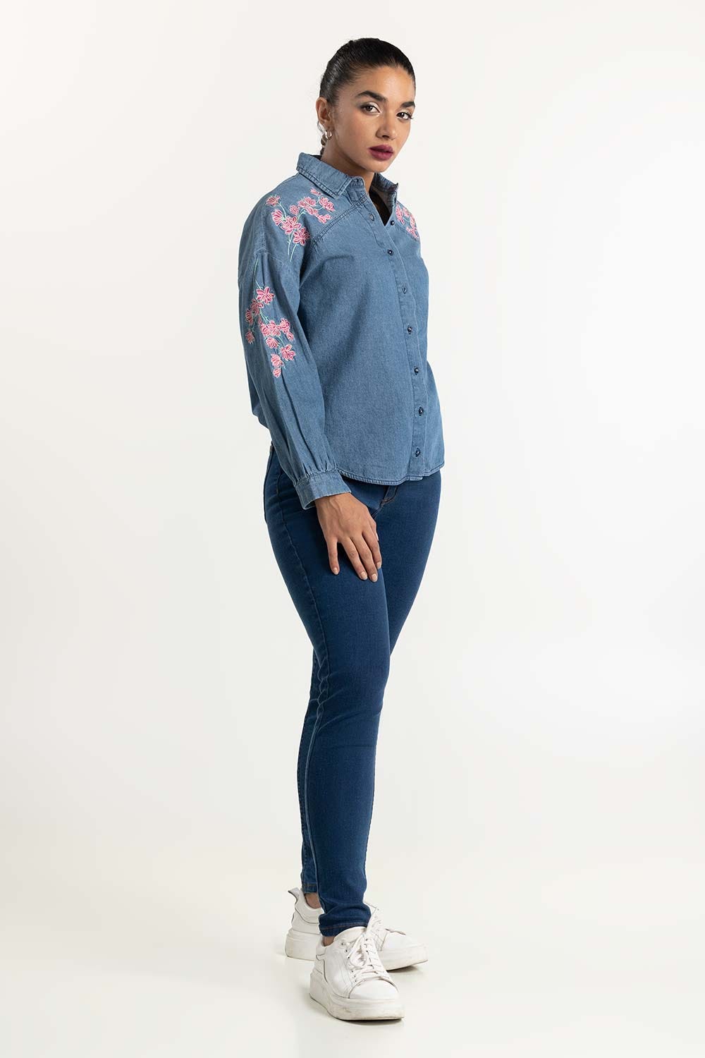 Dark Blue Denim Skinny Jeans 224-221-007