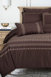 Dark Brown T-400 Embroidered Quilt Cover Set
