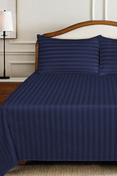 Dark Night Stripe Satin T-250 Bed Sheet Set