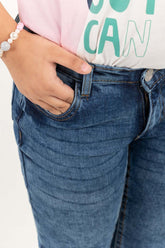 Junior Girl Dark Wash Basic Denim Jeans Mini Flare JGDB-2210056 A