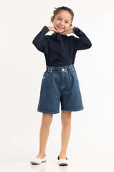 Toddler Girl Dark Wash Basic Denim Shorts TGDB-2210035 A