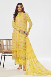 3 Piece Unstitched Embroidered Swiss Voile Suit with Embroidered Chiffon Dupatta LSV-52010