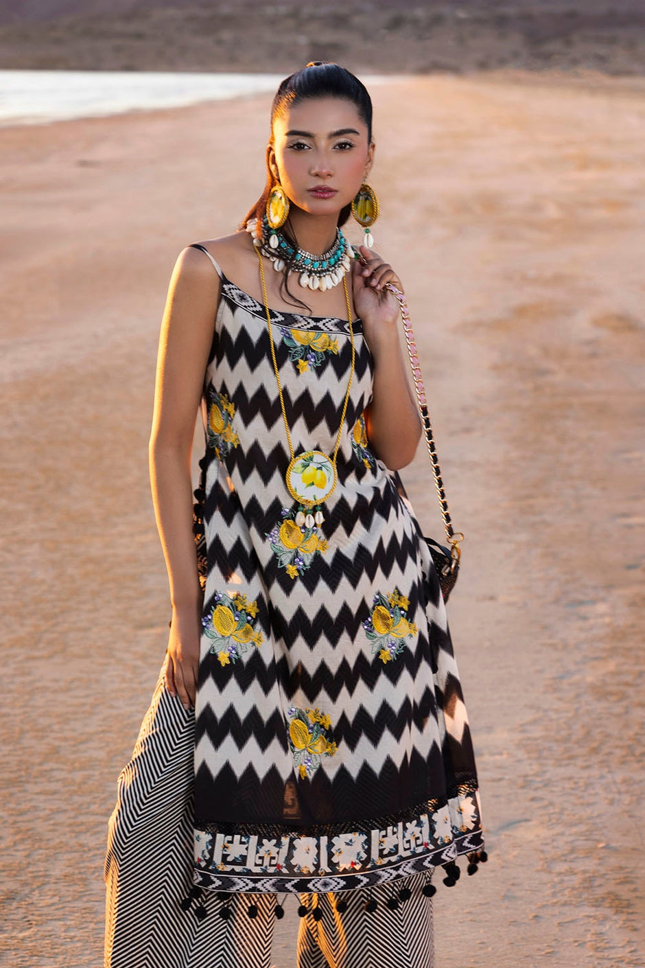 2 Piece Unstitched Embroidered Printed Lawn Suit