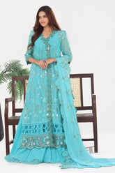 3 Piece Unstitched Embroidered Chiffon Suit with Embroidered Chiffon Dupatta LE-52005