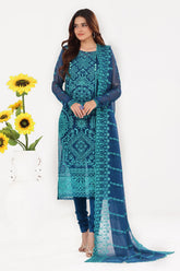 3 Piece Unstitched Embroidered Chiffon Suit with Embroidered Chiffon Dupatta LE-52004