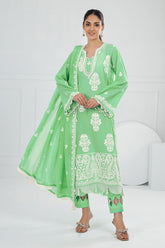 3 Piece Unstitched Embroidered Lawn Suit with Embroidered Chiffon Dupatta FE-52101