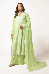 3 Piece Unstitched Embroidered Lawn suit with Embroidered Chiffon Dupatta PM-52058