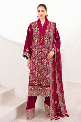 3 Piece Unstitched Embroidered Lawn Suit with Embroidered Chiffon Dupatta FE-52129