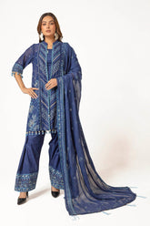 3 Piece Unstitched Embroidered Swiss Voile Suit with Embroidered Chiffon Dupatta LSV-52019