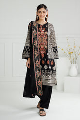 3 Piece Unstithed Printed Lawn Suit with Embroidered Denting Lawn Dupatta DN-52012