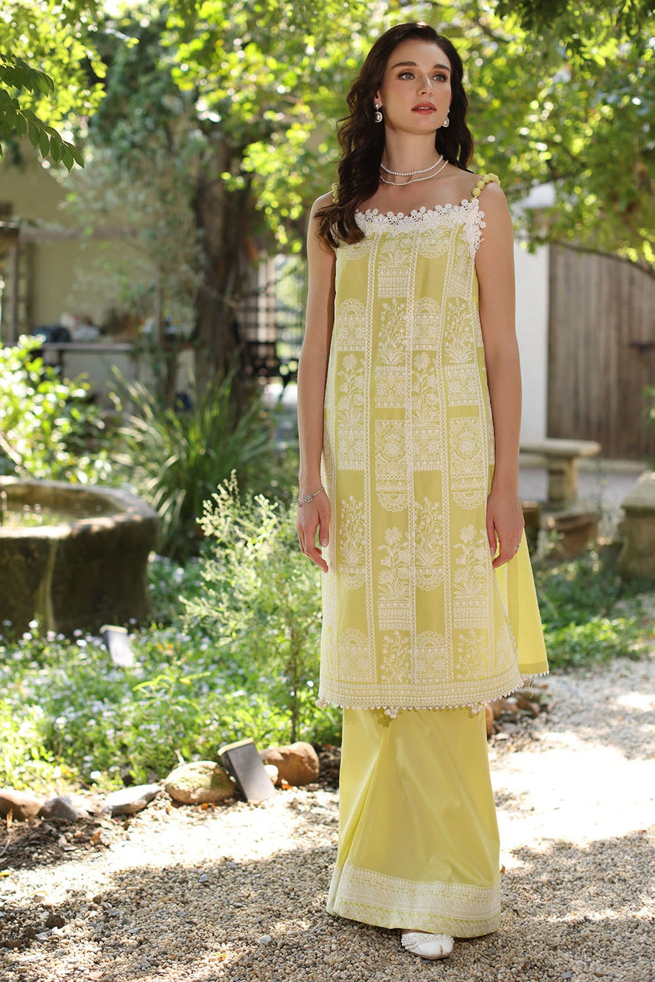 2 Piece Unstitched Embroidered Lawn Shirt with Dyed Trouser