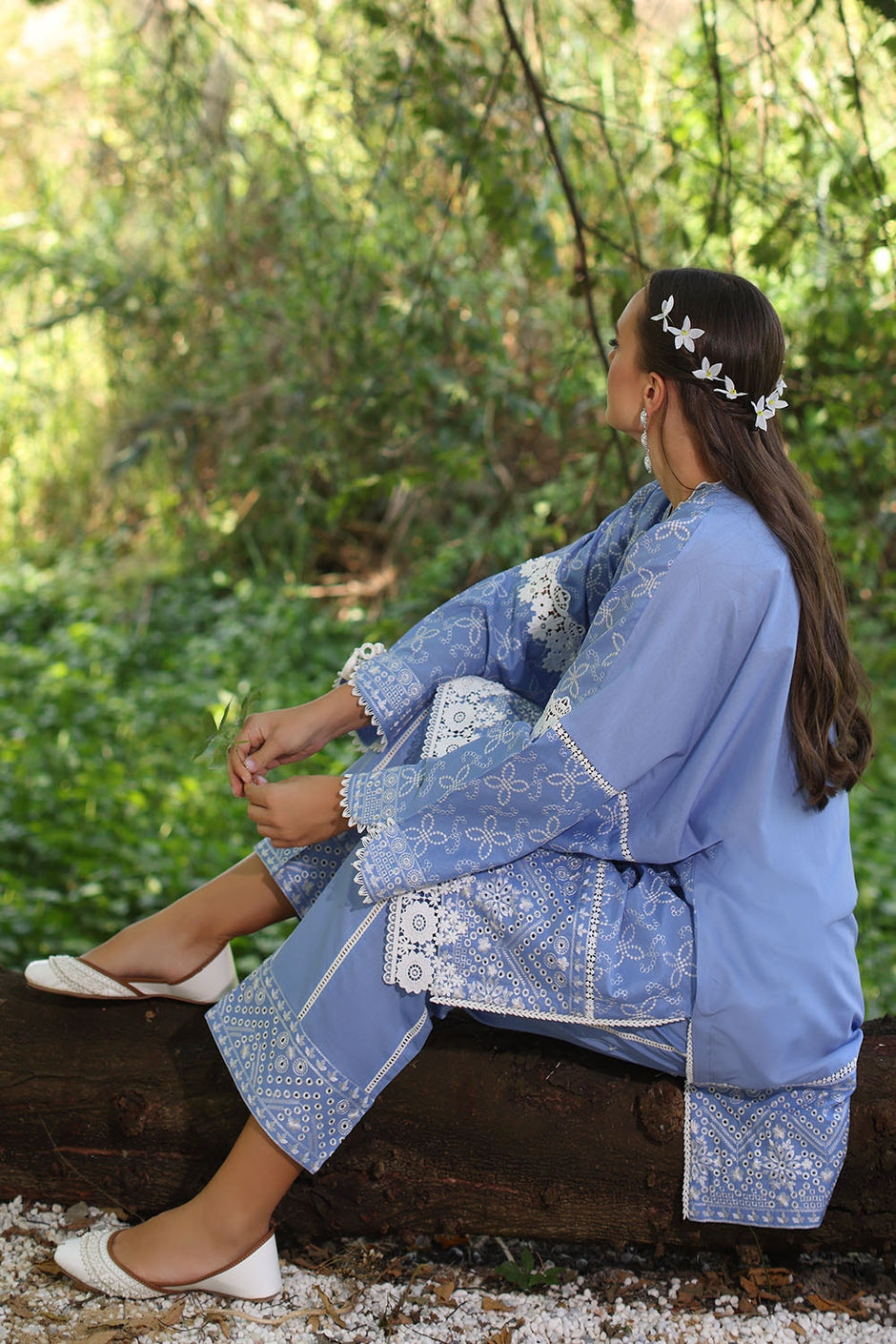2 Piece Unstitched Embroidered Lawn Shirt with Dyed Trouser
