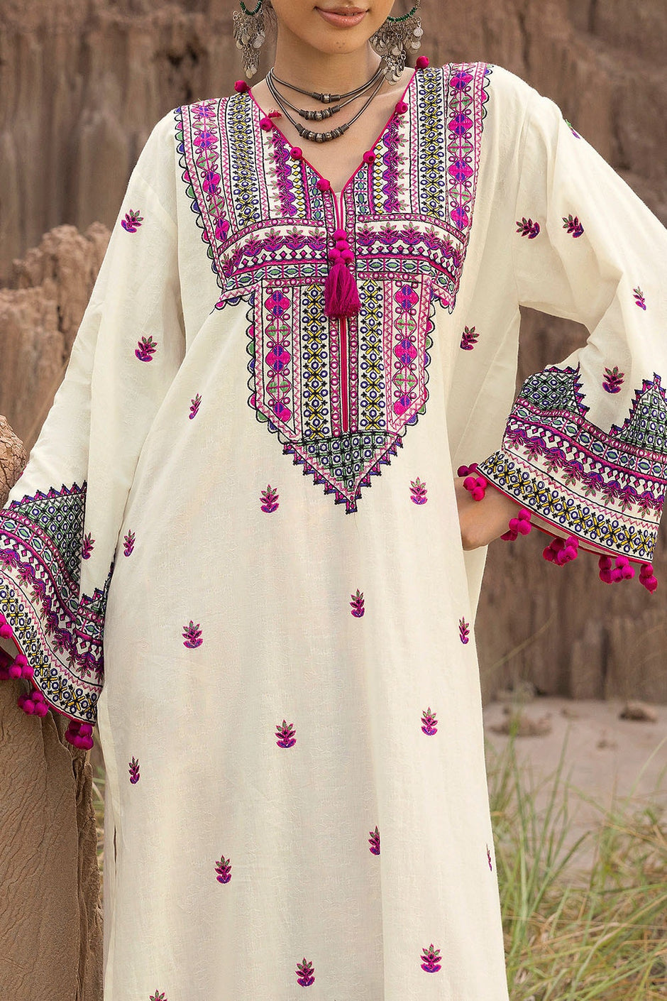 2 Piece Unstitched Embroidered Self Jacquard Suit