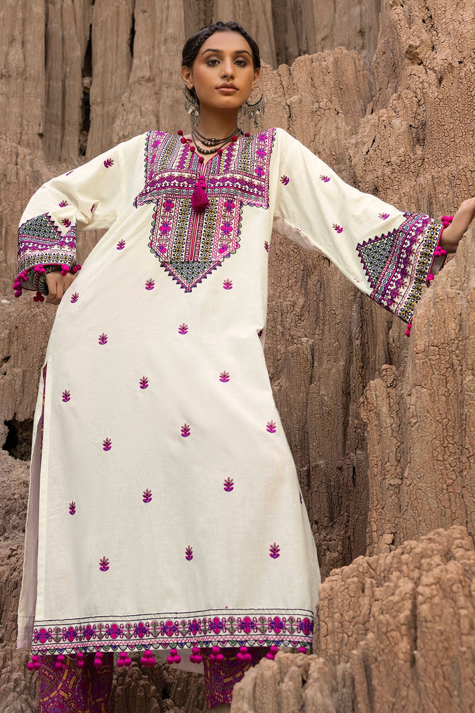 2 Piece Unstitched Embroidered Self Jacquard Suit