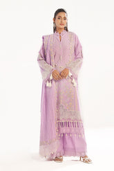 3 Piece Unstitched Embroidered Lawn Suit with Embroidered Leno Dupatta PM-52034