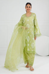 3 Piece Unstitched Lacquer Printed Lawn Suit with Embroidered Organza Dupatta OG-52001