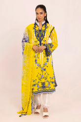 3 Piece Unstitched Printed Lawn Suit with Embroidered Chiffon Dupatta BCT-52015