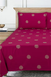 Ethnic Dyed Embroidered T-150 Bed Sheet Set
