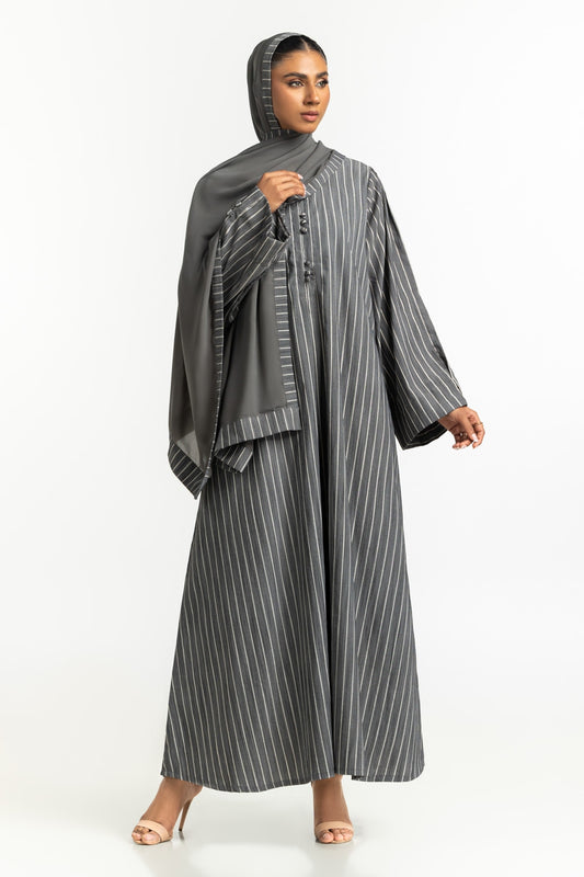 Georgette Stripes Abaya With Scarf KAB-22129