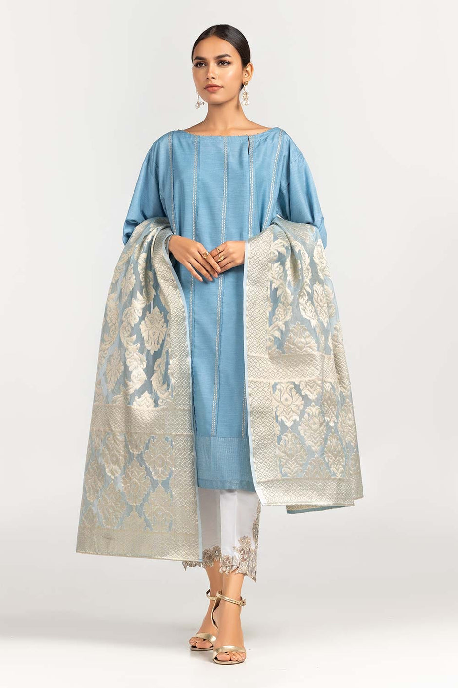 2 Piece Festive Suit Kathan Silk Kurta Jamawar Dupatta
