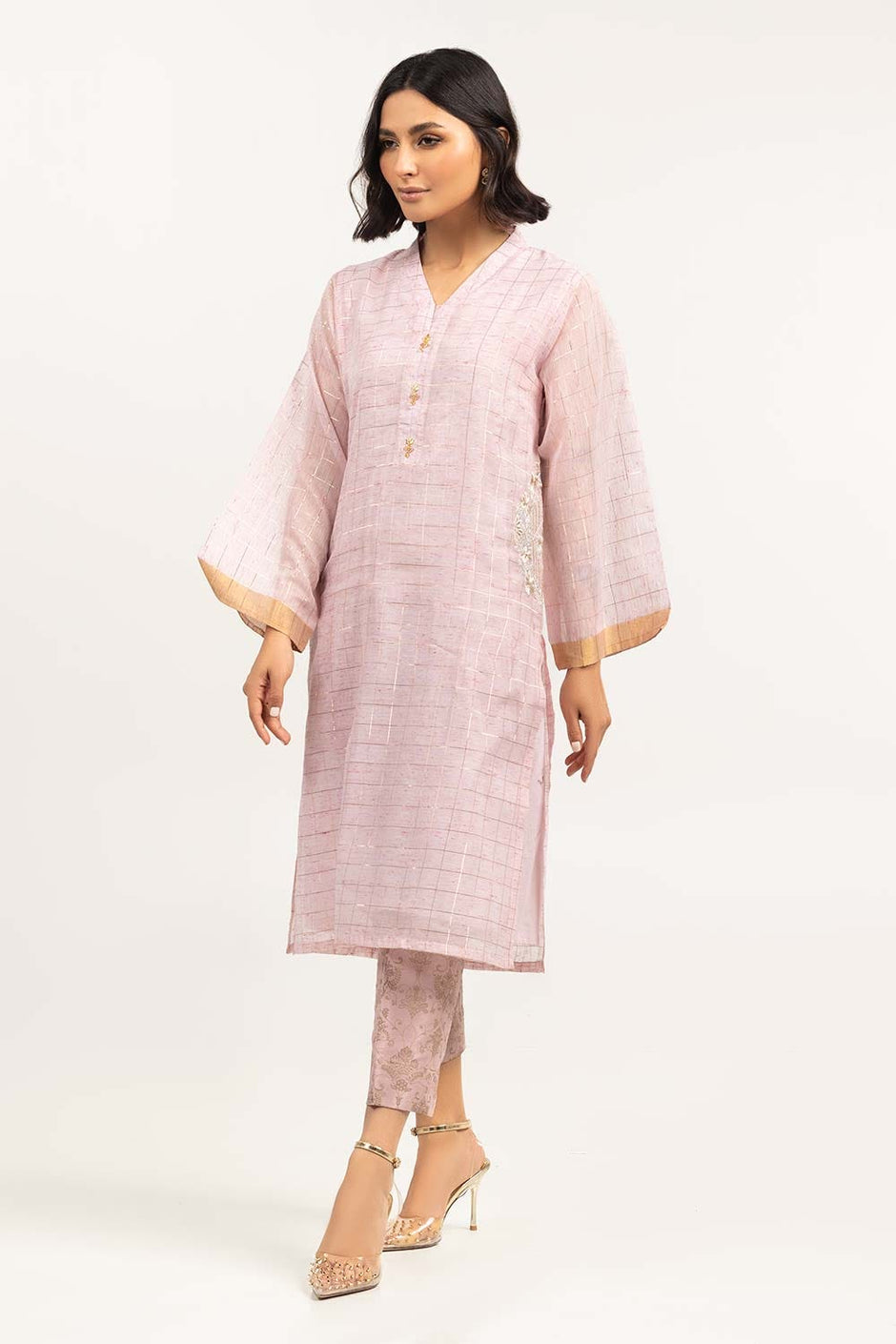 2 Piece Festive Suit Munar Kurta Raw Silk Pants