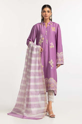 Dyed Screen Print Cotton Net Shirt With Yarn Dyed Dupatta GLM-23-74